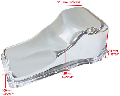 Ford Cleveland Standard Replacement Oil Pan, Chrome Finish   Suit Ford 302 and 351 Cleveland, 5.0L Capacity