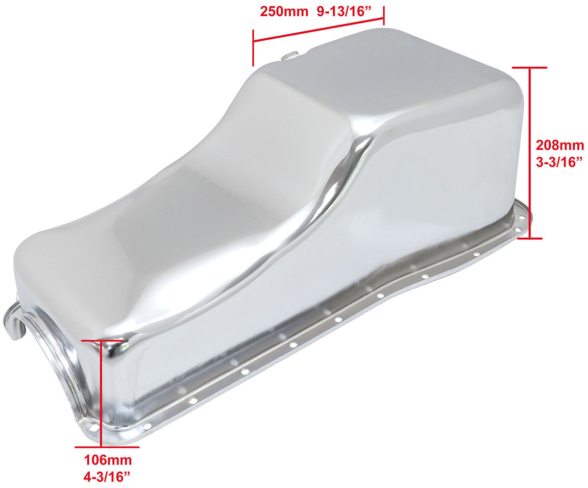 Ford Big Block Standard Replacement Oil Pan, Chrome Finish   Suit Ford Big Block 429 to 460 V8, 5.0L Capacity