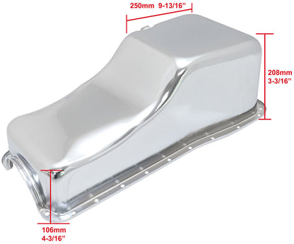 Ford Big Block Standard Replacement Oil Pan, Chrome Finish   Suit Ford Big Block 429 to 460 V8, 5.0L Capacity