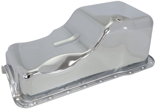 Ford 351 Windsor Standard Replacement Oil Pan, Chrome Finish   Suit Small Block Ford 351 Windsor Front Sump, 5.8L Capacity
