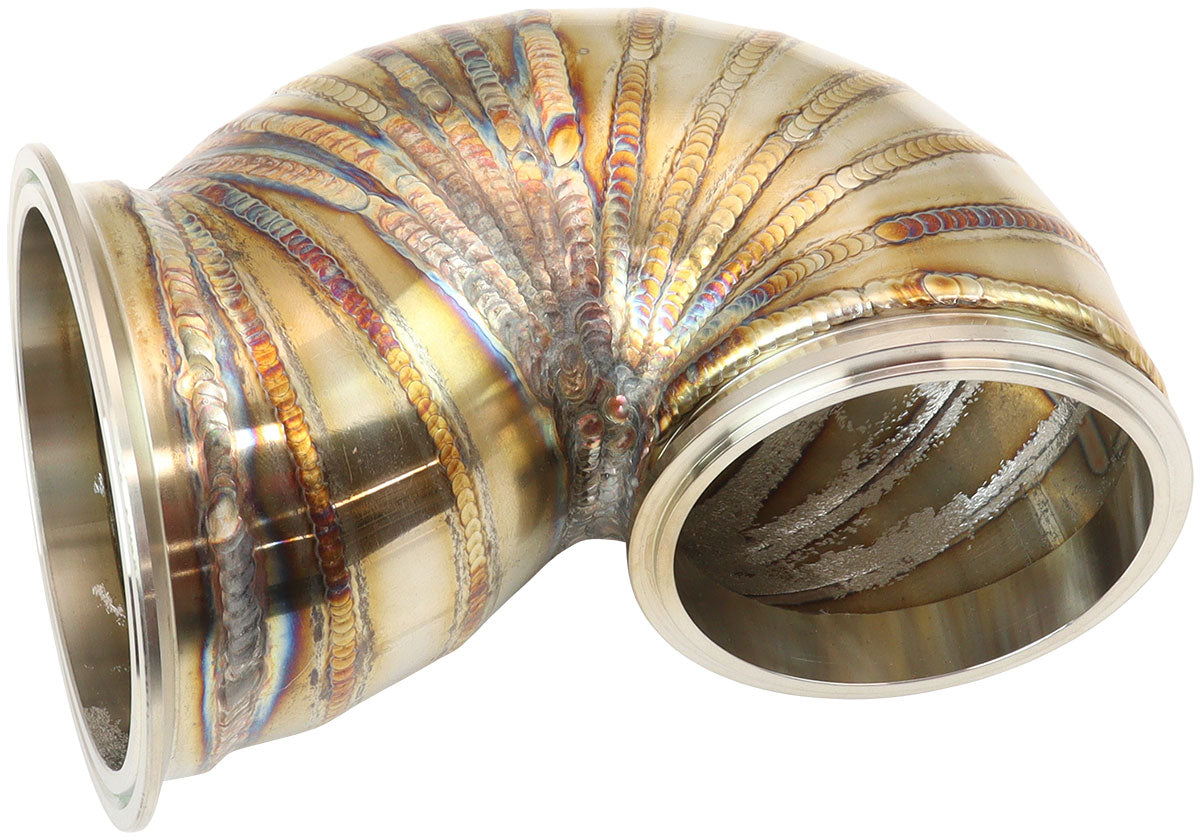 Aeroflow Mitsubishi Evo 4-9 Turbo Exhaust 3-1/2" Dump Pipe  Suits High Mount GT30-GT35 Turbo with 3" AF8080-1000 V-Band Flange