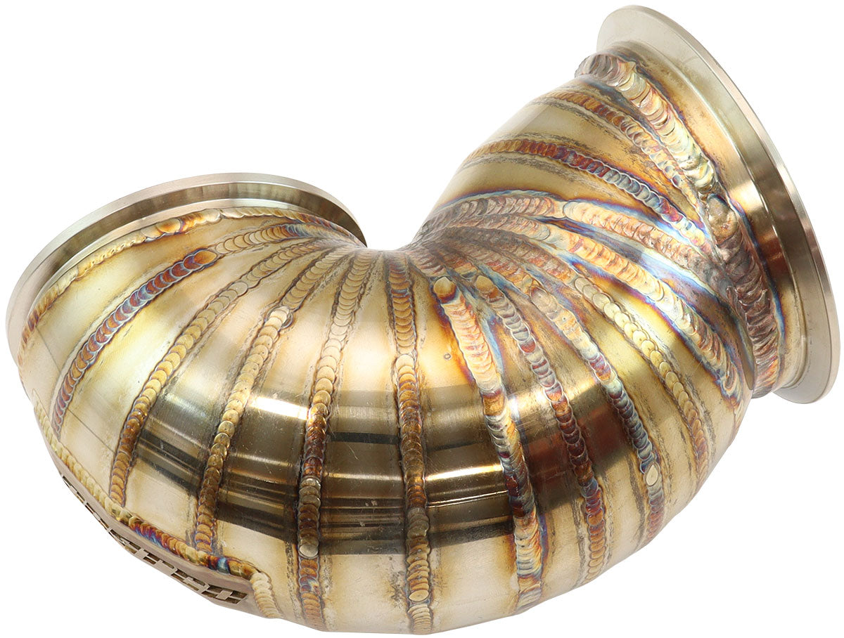 Aeroflow Mitsubishi Evo 4-9 Turbo Exhaust 3-1/2" Dump Pipe  Suits High Mount GT30-GT35 Turbo with 3" AF8080-1000 V-Band Flange