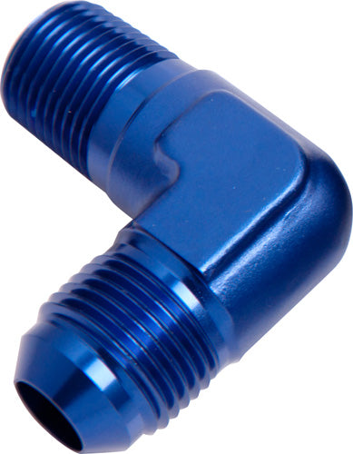 90° NPT to Male Flare Adapter 1/2" to -8AN  Blue