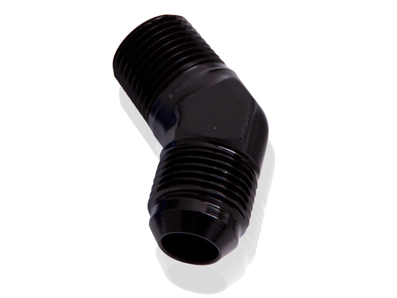 45° NPT to Male Flare Adapter 3/8" to -10AN   Black Finish