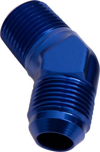 45° NPT to Male Flare Adapter 1/2" to -10AN   Blue Finish