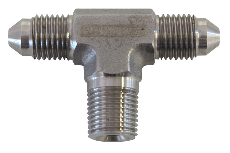 Tee with NPT On Side 1/8" to -3AN    Stainless Steel