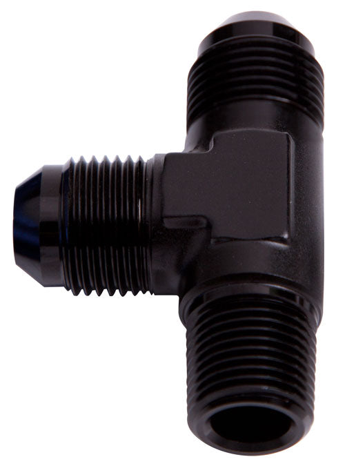Tee with NPT On Run 1/8" to -4AN   Black Finish