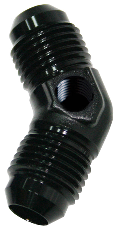 45° Male Flare Union -6AN   With 1/8" NPT Port. Black Finish