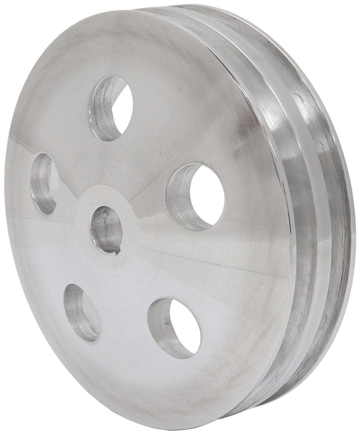 Power Steering Pump Pulley with Double Groove - Chrome Finish   Suits GM Saginaw Pump