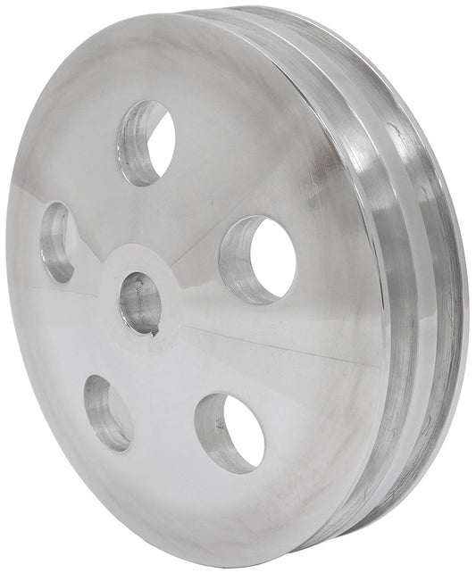 Power Steering Pump Pulley with Double Groove - Chrome Finish   Suits GM Saginaw Pump