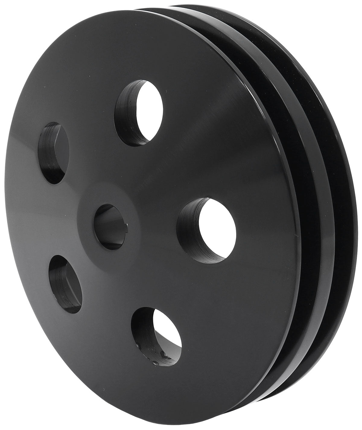 Power Steering Pump Pulley with Double Groove - Black Finish   Suits GM Saginaw Pump