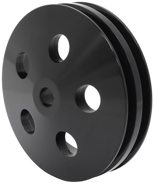 Power Steering Pump Pulley with Double Groove - Black Finish   Suits GM Saginaw Pump