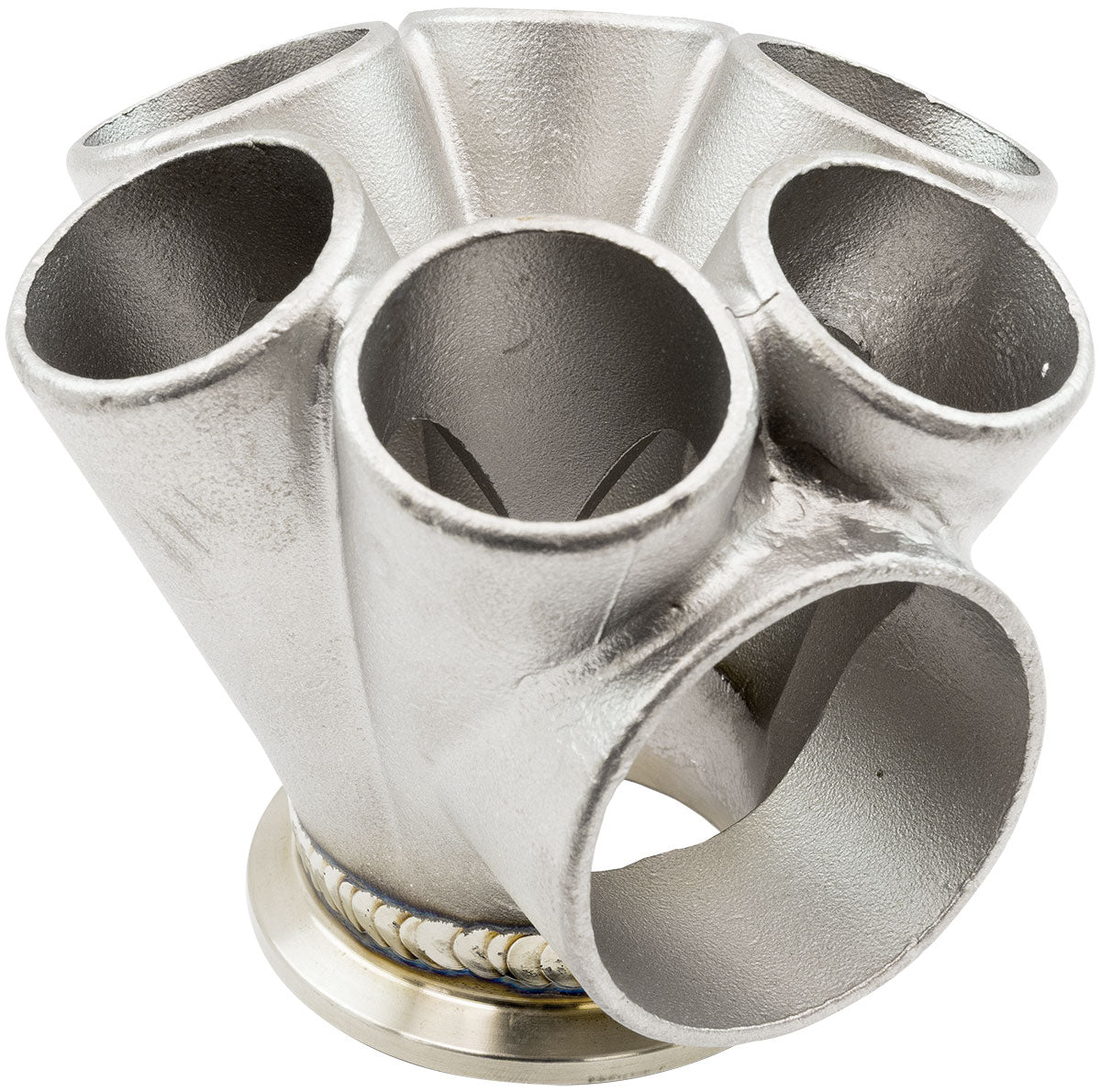 Aeroflow 6 into 1 Round Turbo Merge Collector with 1-5/8" Tube Size, V-Band Flange  50mm Wastegate Hole, Cast 304, Suits Boosted 4849 to 6862 V-Band Flange