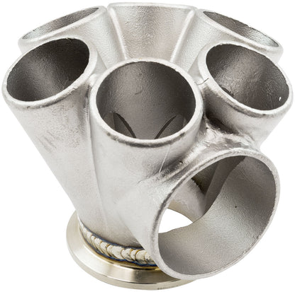 Aeroflow 6 into 1 Round Turbo Merge Collector with 1-5/8" Tube Size, V-Band Flange  50mm Wastegate Hole, Cast 304, Suits Boosted 4849 to 6862 V-Band Flange