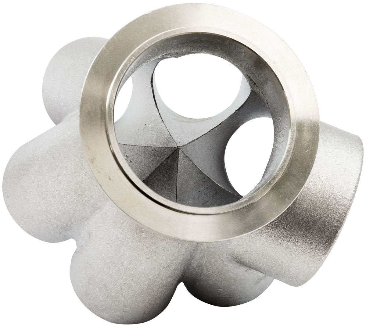 Aeroflow 6 into 1 Round Turbo Merge Collector with 1-5/8" Tube Size, V-Band Flange  50mm Wastegate Hole, Cast 304, Suits Boosted 4849 to 6862 V-Band Flange