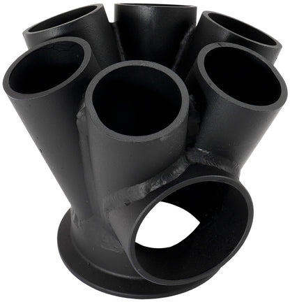 Aeroflow 6 into 1 Round Turbo Merge Collector with 1-5/8" Tube Size, V-Band Flange  50mm Wastegate Hole, Cast 304, Suits Boosted 6270 to 7682 V-Band Flange