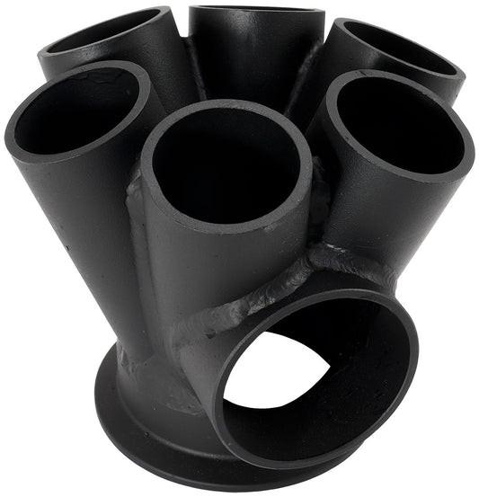 Aeroflow 6 into 1 Round Turbo Merge Collector with 1-5/8" Tube Size, V-Band Flange  50mm Wastegate Hole, Cast 304, Suits Boosted 6270 to 7682 V-Band Flange