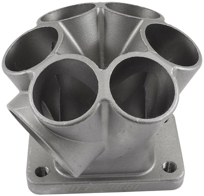 Aeroflow 6 into 1 Round Turbo Merge Collector with 1-3/4" Tube Size, T3 Single Entry Flange  50mm Wastegate Hole, One Piece Cast 304