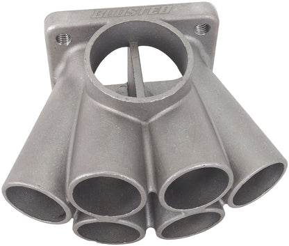 Aeroflow 6 into 1 Oval Turbo Merge Collector with 1-5/8" Tube Size, T4 Twin Entry Flange  60mm Wastegate Hole, One Piece Cast 304