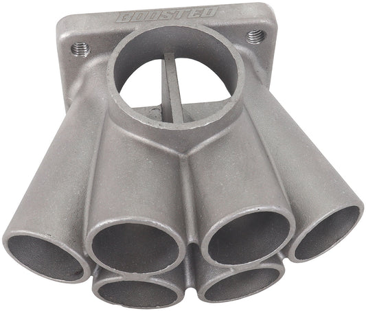 Aeroflow 6 into 1 Oval Turbo Merge Collector with 1-5/8" Tube Size, T4 Twin Entry Flange  60mm Wastegate Hole, One Piece Cast 304