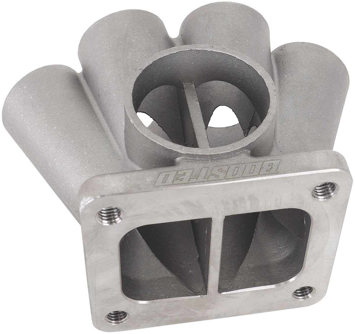 Aeroflow 6 into 1 Oval Turbo Merge Collector with 1-5/8" Tube Size, T4 Twin Entry Flange  60mm Wastegate Hole, One Piece Cast 304