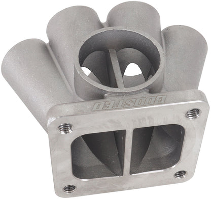 Aeroflow 6 into 1 Oval Turbo Merge Collector with 1-5/8" Tube Size, T4 Twin Entry Flange  60mm Wastegate Hole, One Piece Cast 304