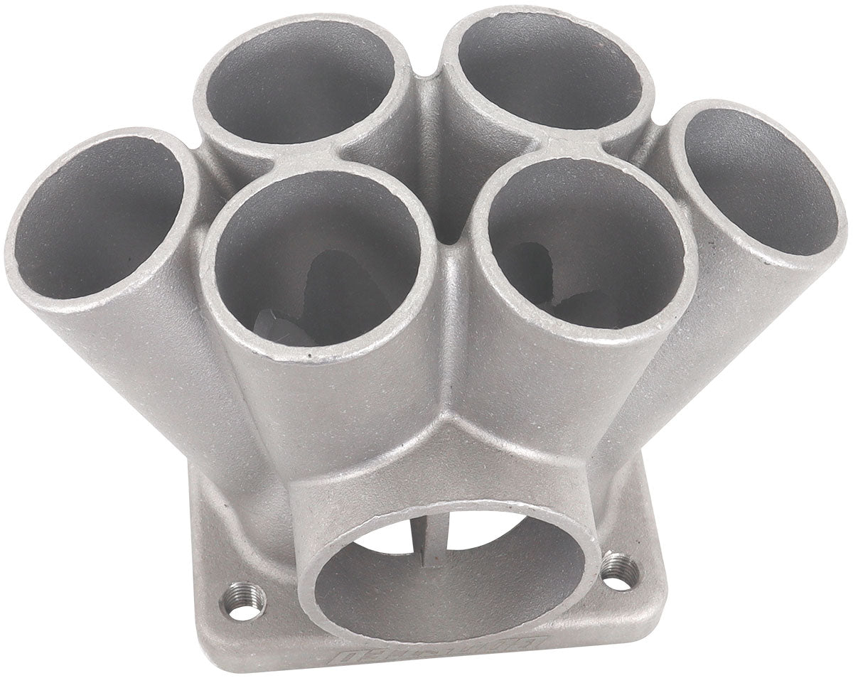 Aeroflow 6 into 1 Oval Turbo Merge Collector with 1-5/8" Tube Size, T4 Twin Entry Flange  60mm Wastegate Hole, One Piece Cast 304