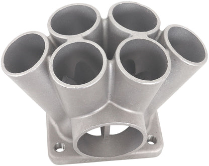 Aeroflow 6 into 1 Oval Turbo Merge Collector with 1-5/8" Tube Size, T4 Twin Entry Flange  60mm Wastegate Hole, One Piece Cast 304