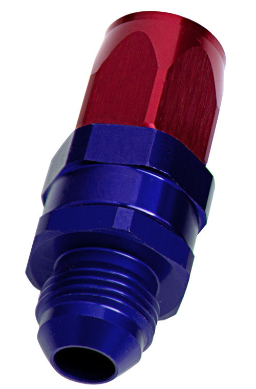 Male AN Taper Swivel Straight Hose End -6AN to -6AN   Blue/Red Finish. Suit 100 & 450 Series Hose