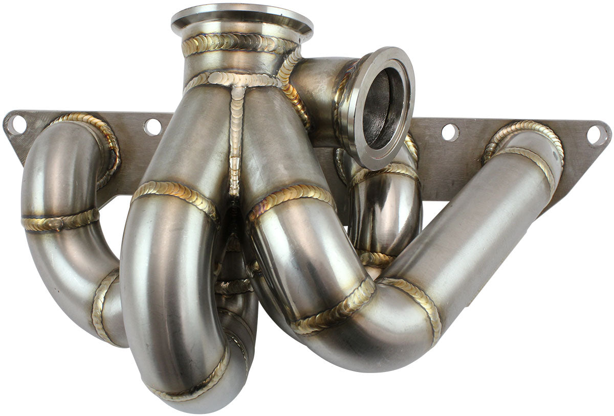Boosted Mitsubishi EVO 4G63 V-Band Low Mount Turbo Stainless Steel Manifold   Suits Boosted AF8080-1016 V-Band Flange, Fits Boosted 4849 up to 6862, fits 44mm External Wastegate