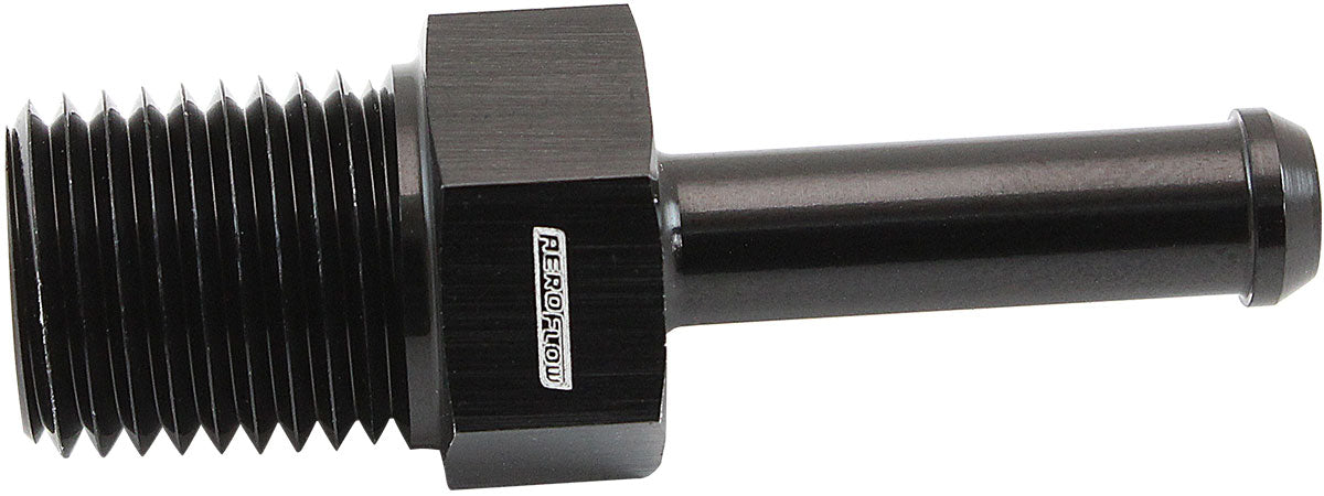 Male NPT to Barb Straight Adapter 1/4" to 1/4"   Black Finish
