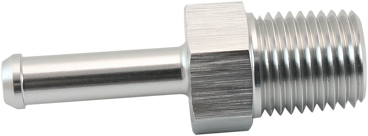 Male NPT to Barb Straight Adapter 1/4" to 1/4"   Silver Finish