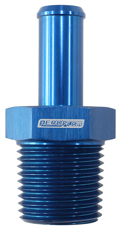Male NPT to Straight AN Hose Barb   3/8" NPT to -6 100/450 series Hose, Blue Finish