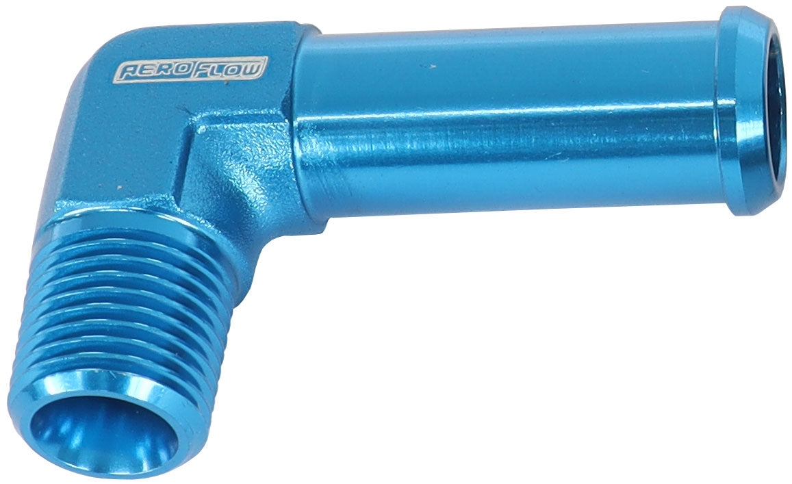 Male NPT to Barb 90° Adapter 1/8" to 3/8"   Blue Finish