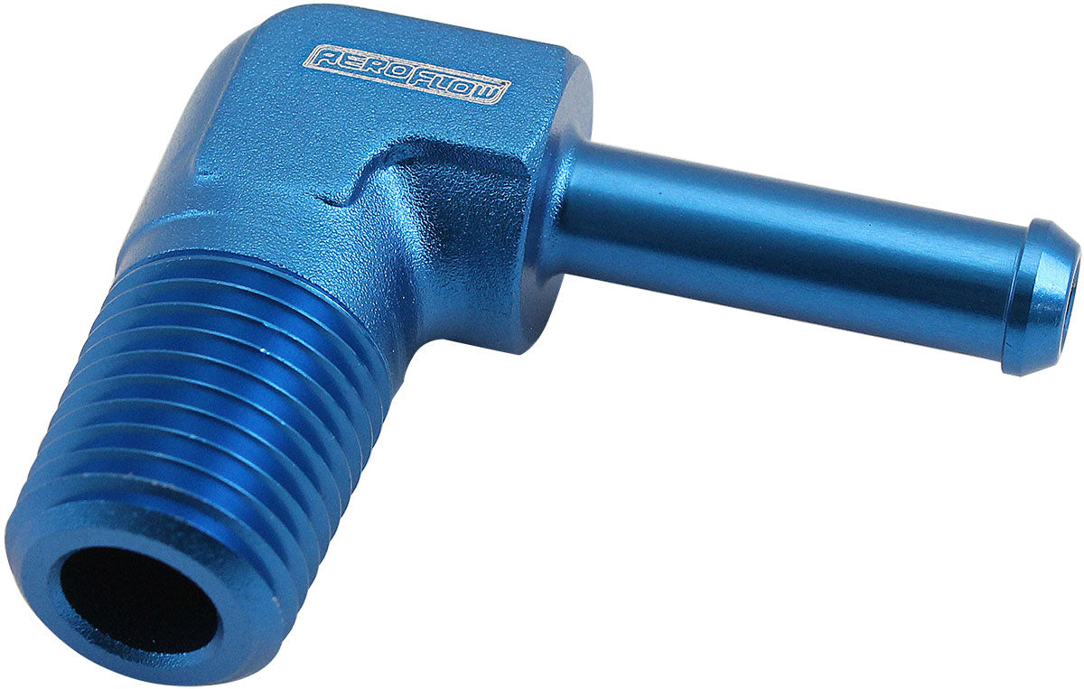 Male NPT to Barb 90 Degree Adapter 1/4" to 1/4"   Blue Finish