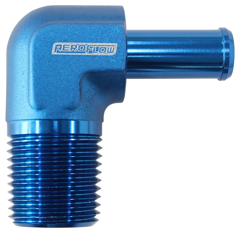 Male NPT to 90 Deg AN Hose Barb  3/8" NPT to -6 100/450 series Hose, Blue Finish