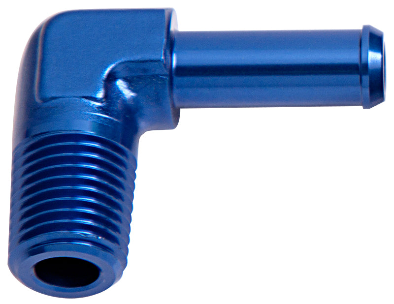 Male NPT to Barb 90° Adapter 3/8" to 1/2"   Blue Finish