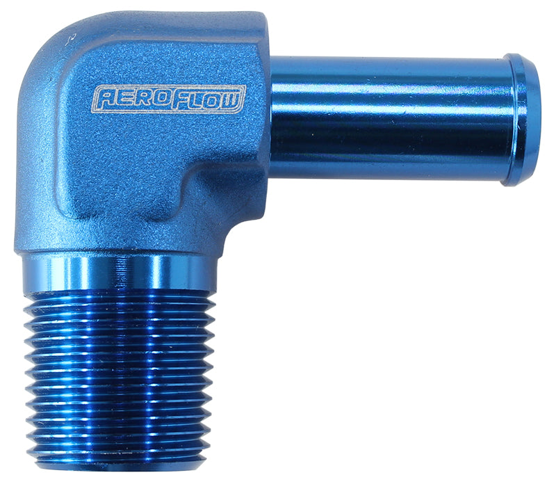 Male NPT to 90 Deg AN Hose Barb  1/2" NPT to -10 100/450 series Hose, Blue Finish
