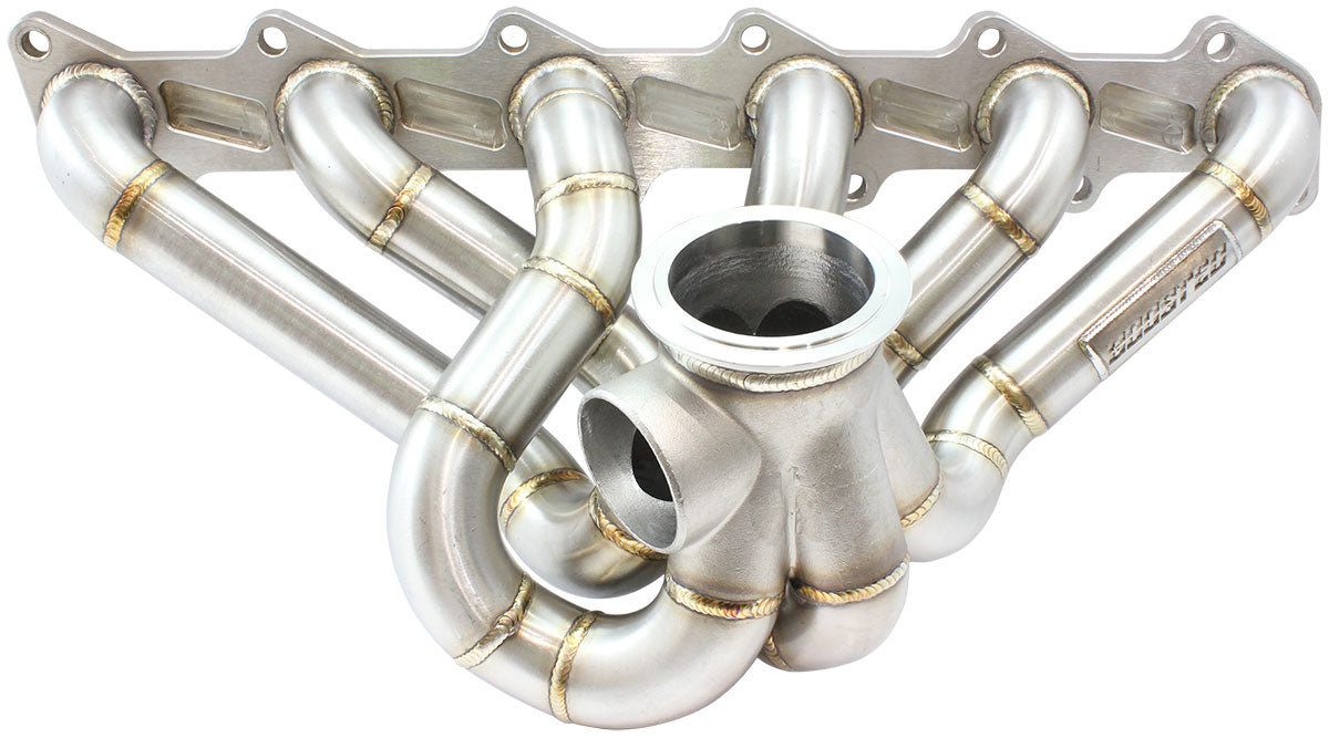 Boosted Ford Barra V-Band Turbo Stainless Steel Manifold  Suits High Mount GT40-GT45 Turbo, with 50mm External Wastegate Flange