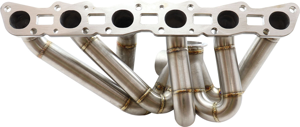 Boosted Nissan RB30 with RB26 Cylinder Head V-Band Stainless Steel Manifold   Suits High Mount GT40-GT45 Turbo, with 50mm External Wastegate Flange
