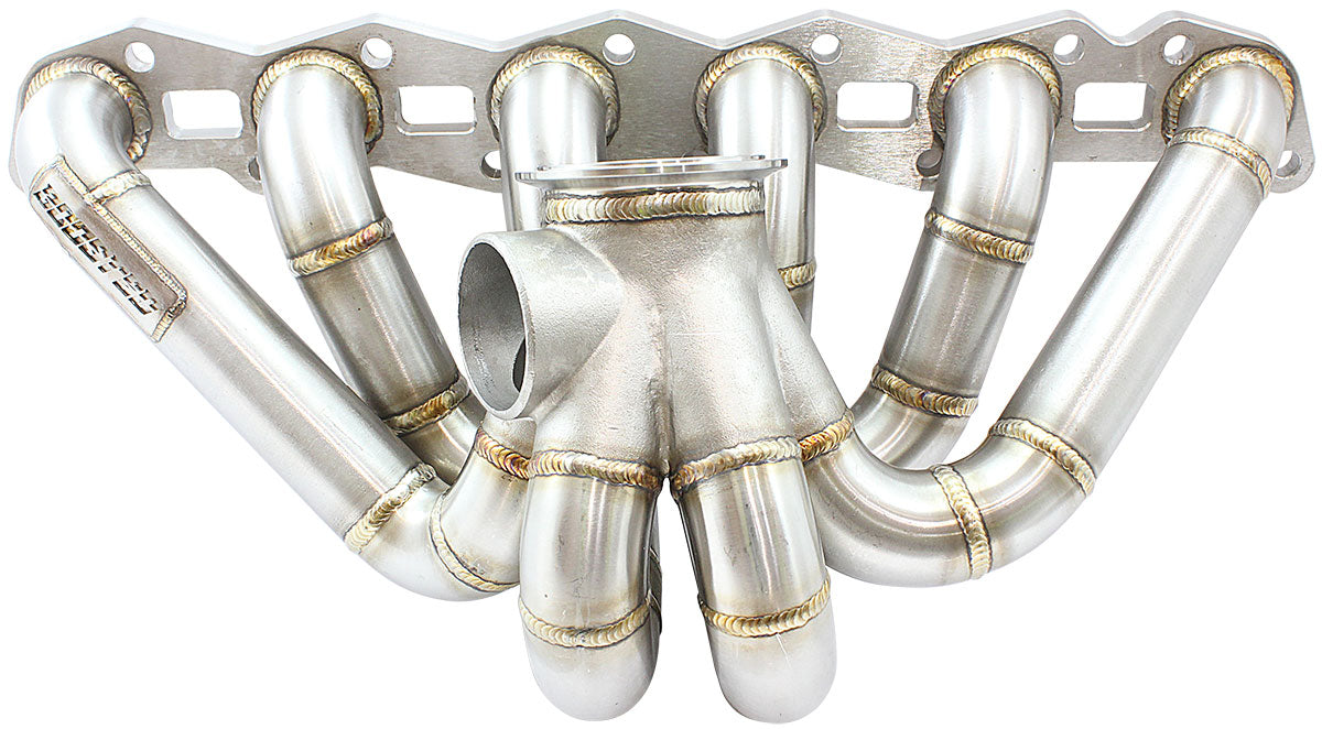 Boosted Nissan RB30 V-Band Stainless Steel Manifold   Suits High Mount GT40-GT45 Turbo, with 50mm External Wastegate Flange