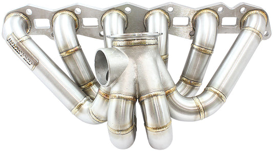 Boosted Nissan RB30 V-Band Stainless Steel Manifold   Suits High Mount GT40-GT45 Turbo, with 50mm External Wastegate Flange