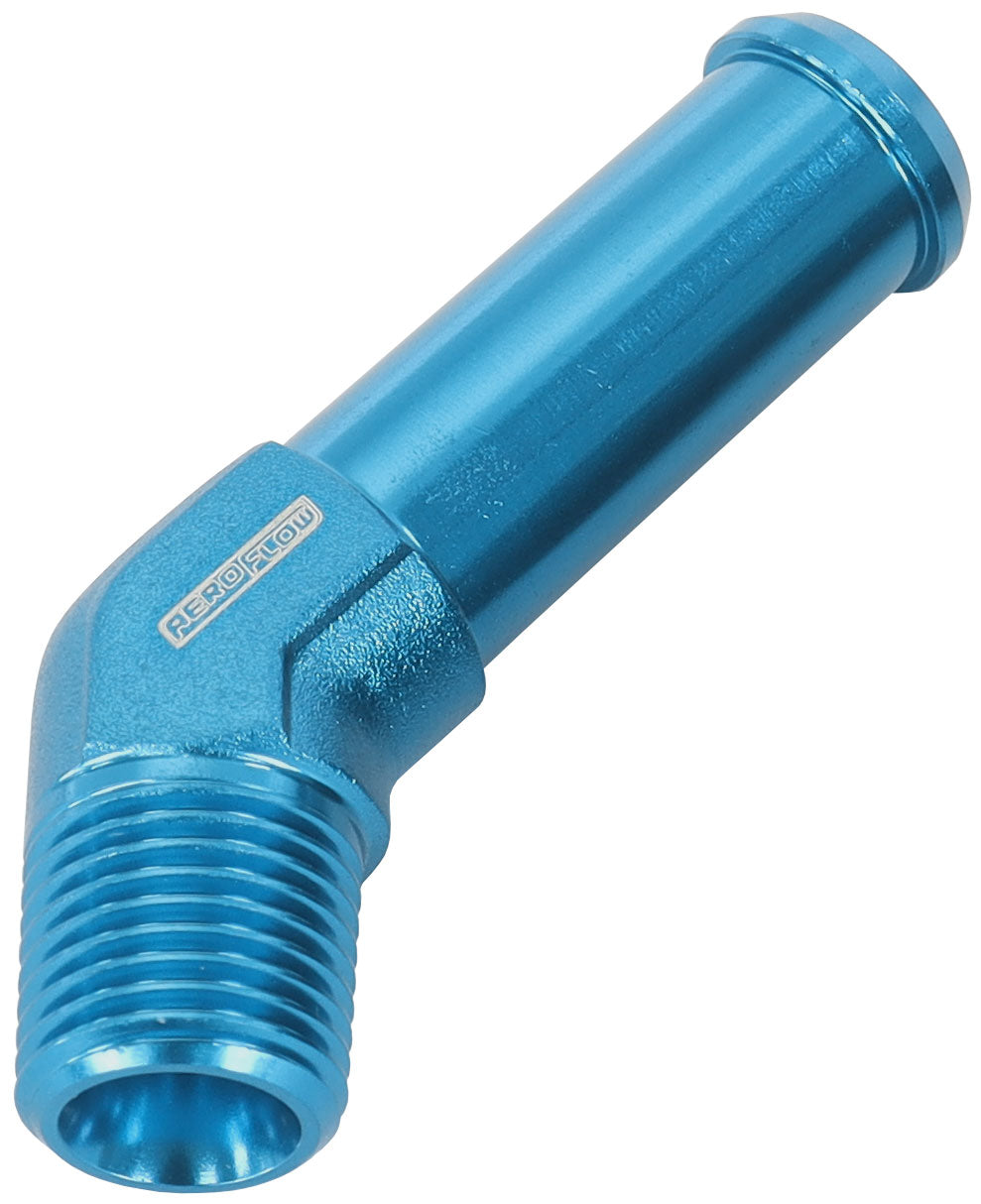 45° 1/8" Male NPT to 3/8" Barb   Blue Finish