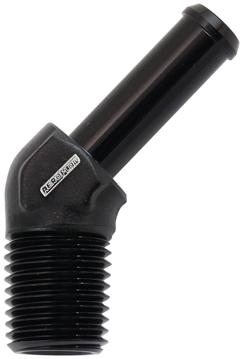 Male NPT to Barb 45 Degree Adapter 1/4" to 5/16"   Black Finish