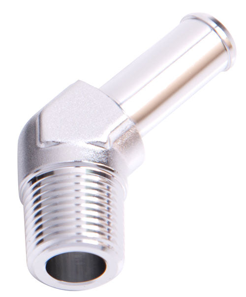 Male NPT to Barb 45° Adapter 3/8" to 3/8"   Silver Finish