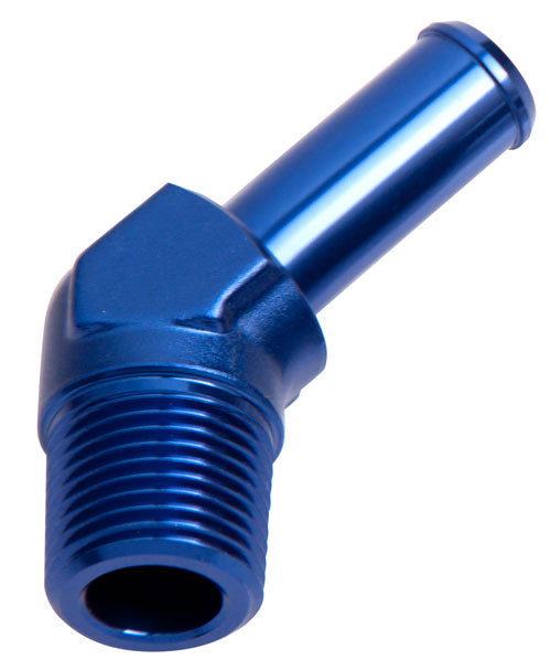 Male NPT to Barb 45° Adapter 1/2" to 3/4"   Blue Finish