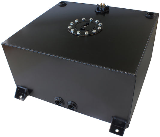 Aluminium 15 Gallon (57L) Fuel Cell with Flat Bottom & Fuel Sender (Black)    18-1/8" L x 20-1/16" W x 10-1/4" H (46cm x 51cm x 26cm)