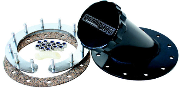 Remote Fuel Cell Filler 45° 2-1/2" Neck   Suits Aeroflow Fuel Cells, Black Finish