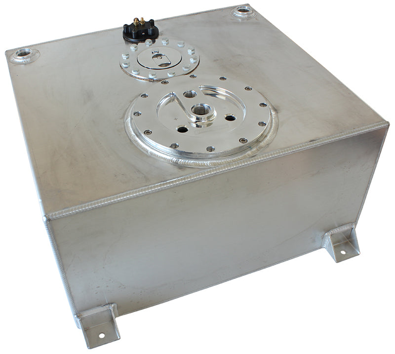 Aluminium 15 Gallon (57L) Fuel Cell Flat Bottom Triple 60mm Pump Hanger & Fuel Sender   18-1/8" L x 20-1/16" W x 10-1/4" H (46cm x 51cm x 26cm)