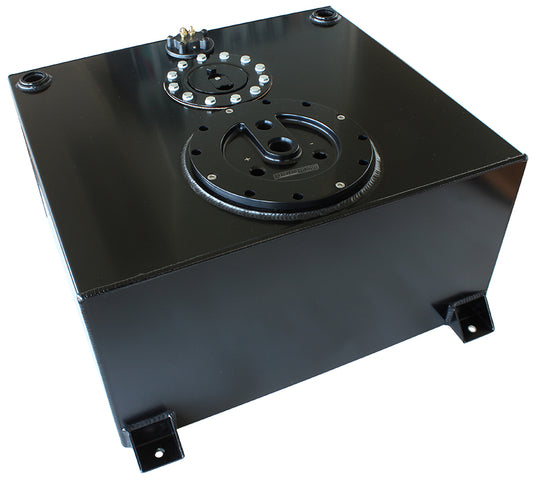 Aluminium 15 Gallon (57L) Fuel Cell Flat Bottom Triple 60mm Pump Hanger & Fuel Sender (Black)    18-1/8" L x 20-1/16" W x 10-1/4" H (46cm x 51cm x 26cm)